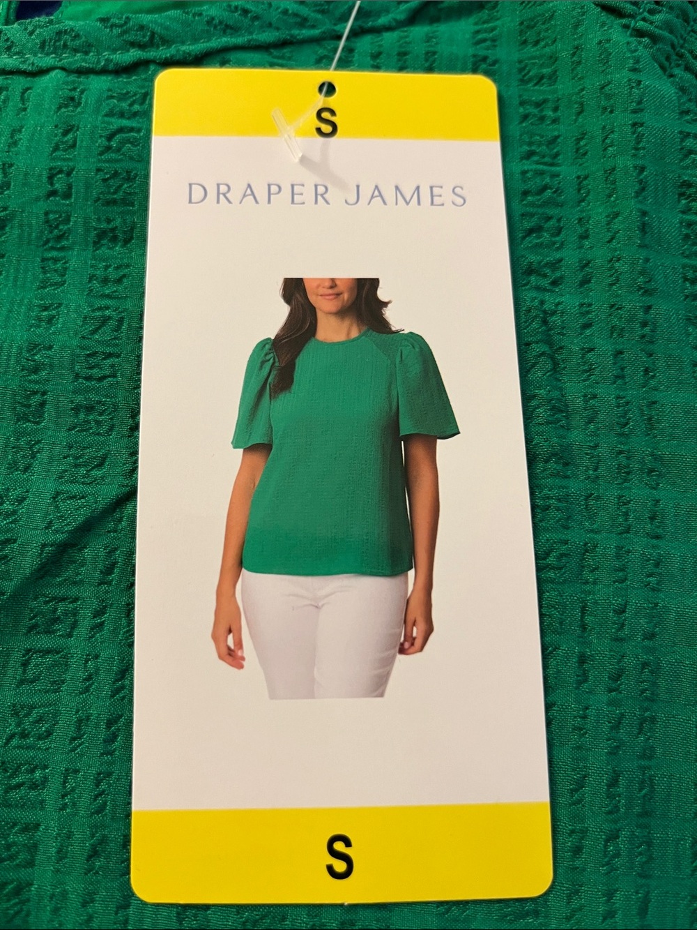 Draper James Emerald Green Puff-Sleeve Blouse
